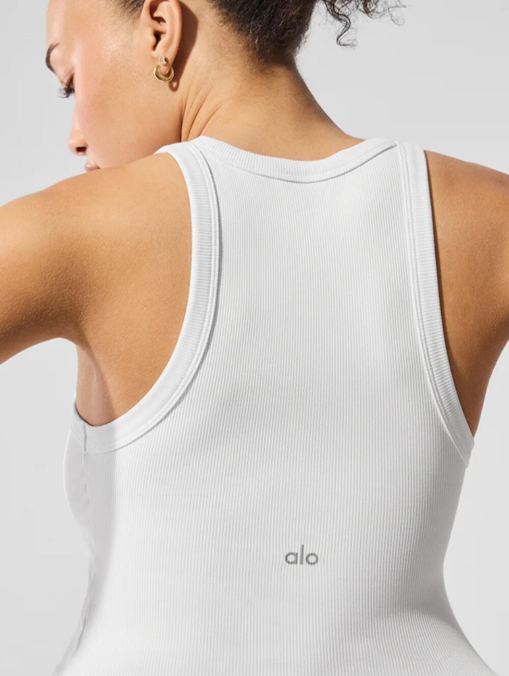 EUC Alo Yoga Goddess Ribbed Go-to Tank In White - Picture 2 of 8